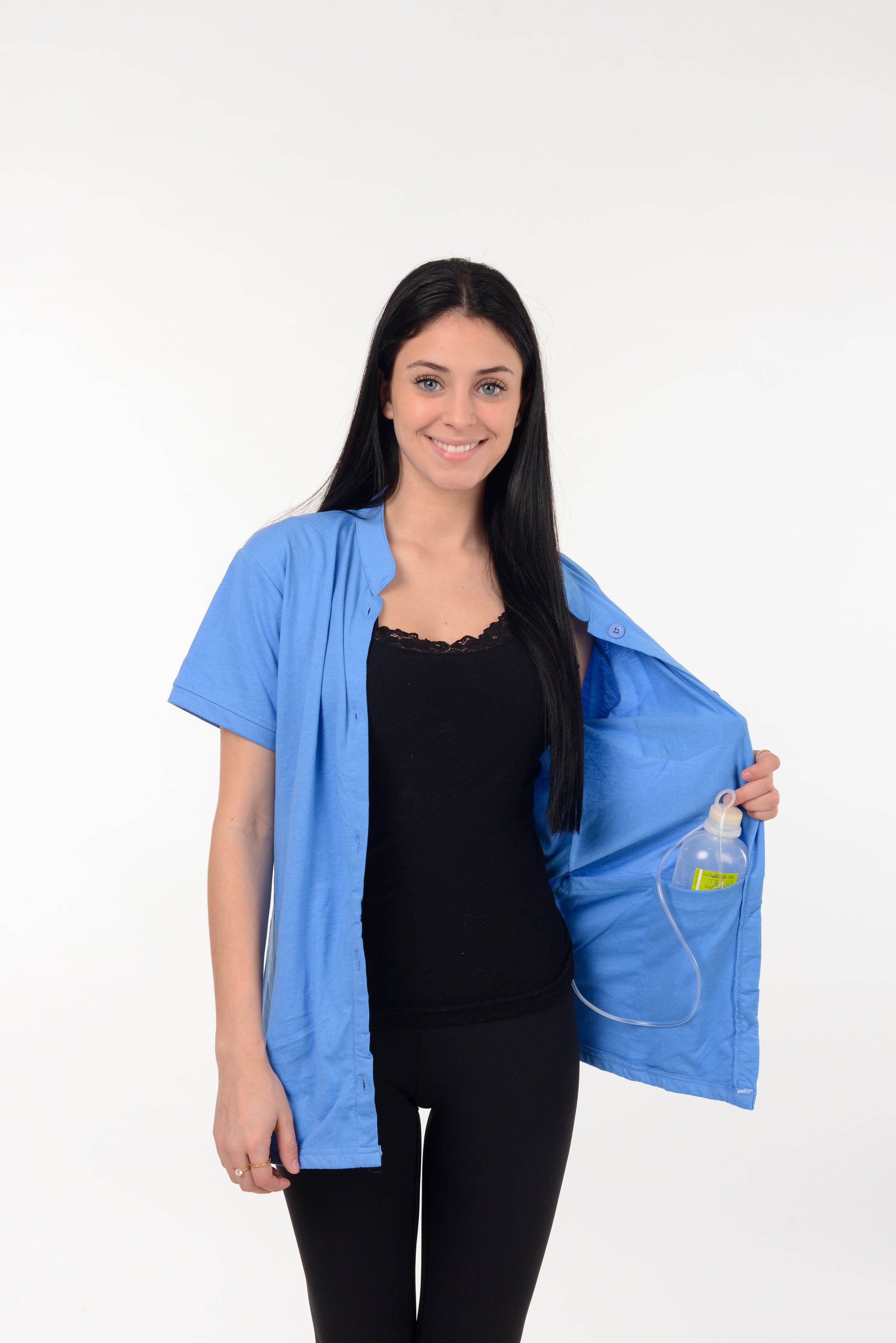 Post Mastectomy Band collar shirt with Drain pockets Camisole for Drain Management Systems